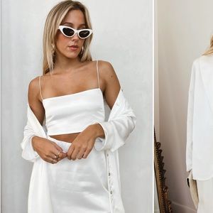 NWT Show Me Your Mumu Tucker Top - Ivory Luxe Satin